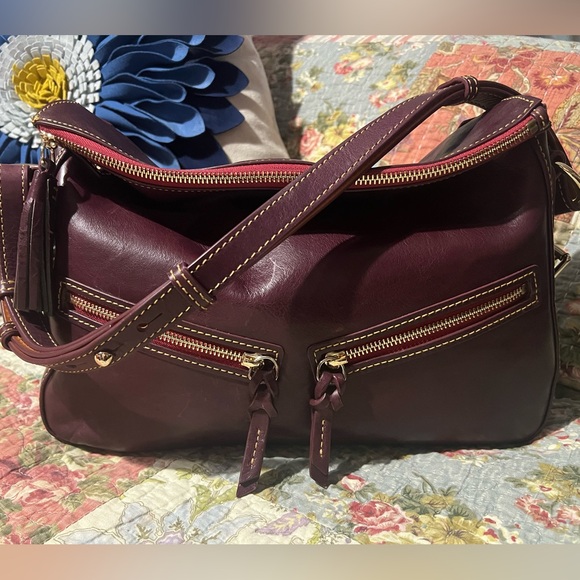 Dooney & Bourke Plum Wine East West Zip Sac - Picture 1 of 7